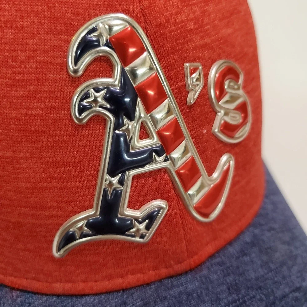 Oakland Athletics Men Hat OS Red Logo American‎ Flag New Era Adjustable Straps